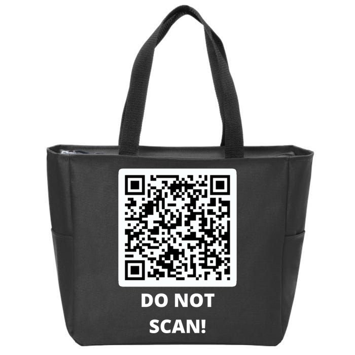 Funny Rick Roll Meme QR Code Do Not Scan Design Zip Tote Bag