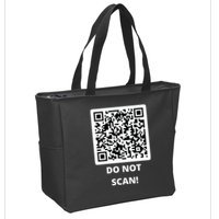 Funny Rick Roll Meme QR Code Do Not Scan Design Zip Tote Bag