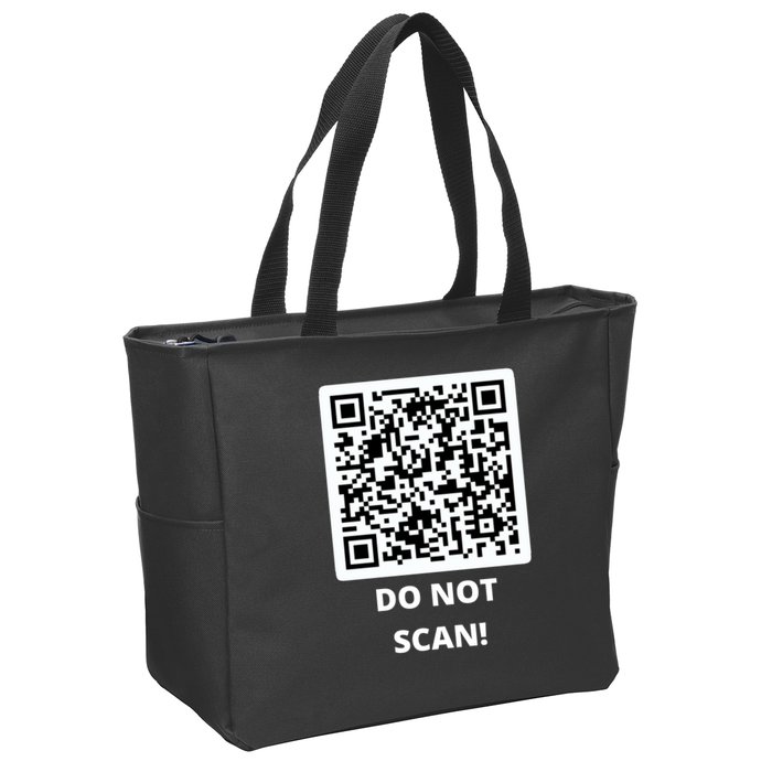 Funny Rick Roll Meme QR Code Do Not Scan Design Zip Tote Bag