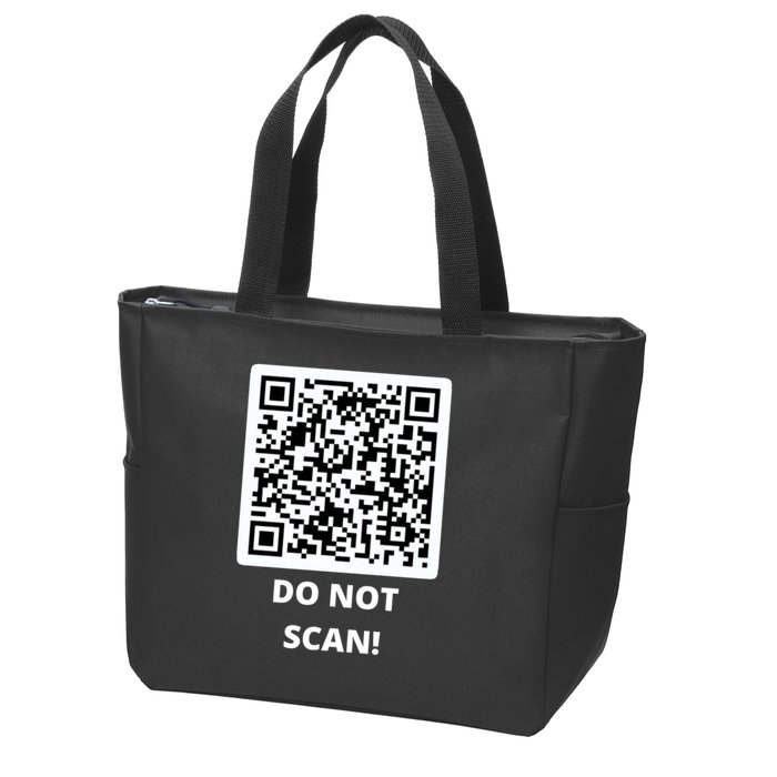 Funny Rick Roll Meme QR Code Do Not Scan Design Zip Tote Bag