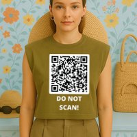 Funny Rick Roll Meme QR Code Do Not Scan Design Garment-Dyed Women's Muscle Tee