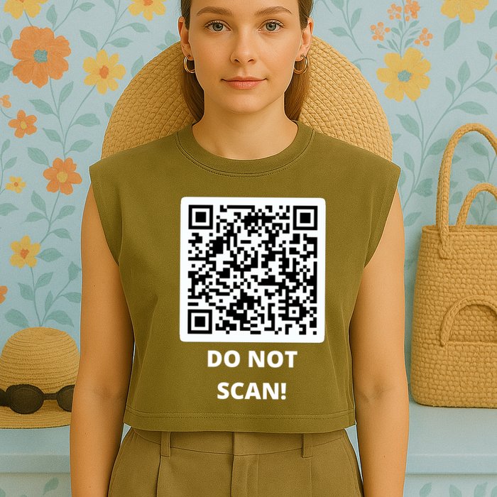 Funny Rick Roll Meme QR Code Do Not Scan Design Garment-Dyed Women's Muscle Tee