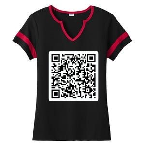 Funny 'Rick Roll QR' Code Scan Prank Meme Design Ladies Halftime Notch Neck Tee