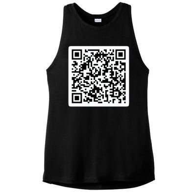 Funny 'Rick Roll QR' Code Scan Prank Meme Design Ladies PosiCharge Tri-Blend Wicking Tank