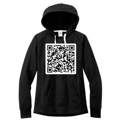 Funny 'Rick Roll QR' Code Scan Prank Meme Design Women's Fleece Hoodie