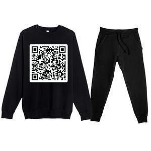 Funny 'Rick Roll QR' Code Scan Prank Meme Design Premium Crewneck Sweatsuit Set