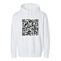 Funny 'Rick Roll QR' Code Scan Prank Meme Design Garment-Dyed Fleece Hoodie