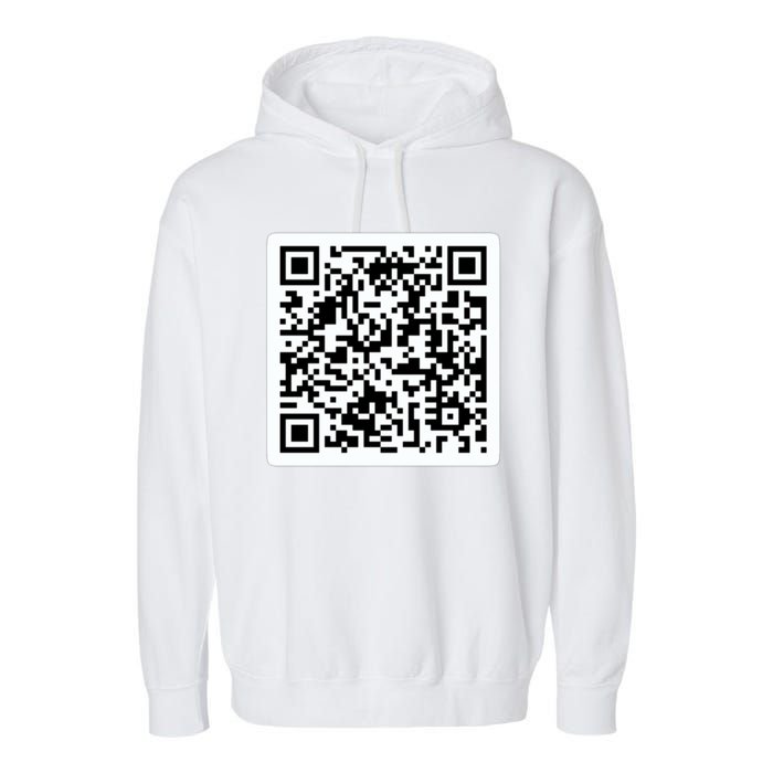 Funny 'Rick Roll QR' Code Scan Prank Meme Design Garment-Dyed Fleece Hoodie