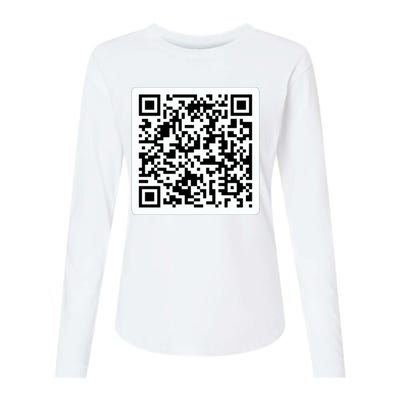 Funny 'Rick Roll QR' Code Scan Prank Meme Design Womens Cotton Relaxed Long Sleeve T-Shirt