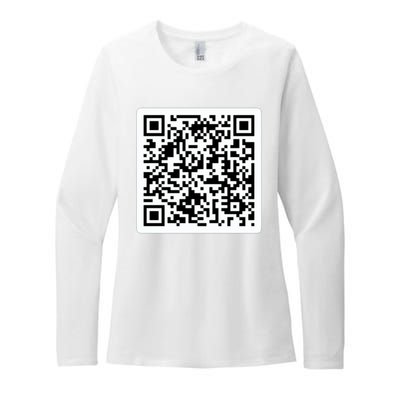 Funny 'Rick Roll QR' Code Scan Prank Meme Design Womens CVC Long Sleeve Shirt