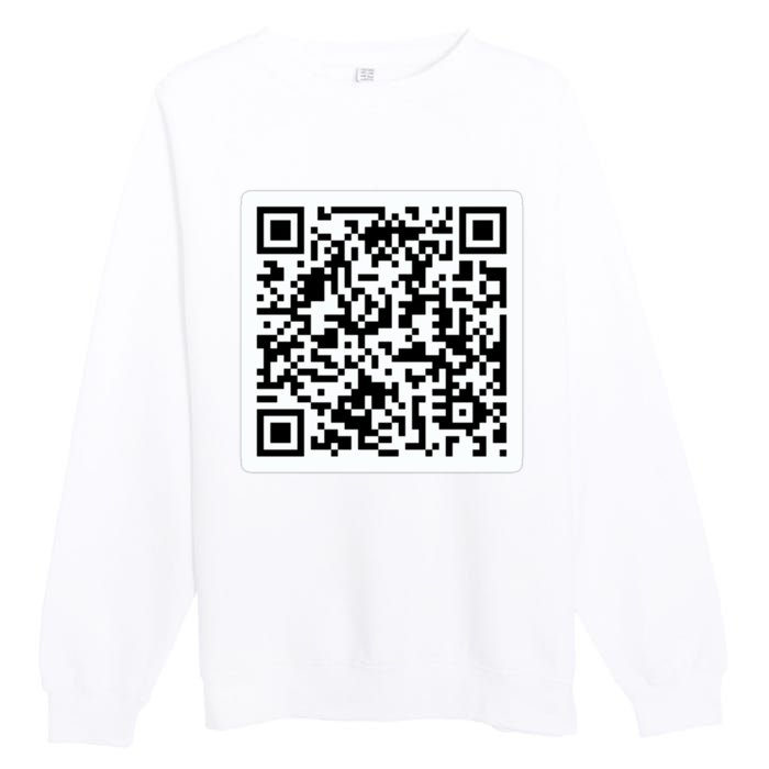 Funny 'Rick Roll QR' Code Scan Prank Meme Design Premium Crewneck Sweatshirt