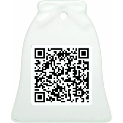 Funny 'Rick Roll QR' Code Scan Prank Meme Design Ceramic Bell Ornament