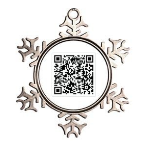 Funny 'Rick Roll QR' Code Scan Prank Meme Design Metallic Star Ornament