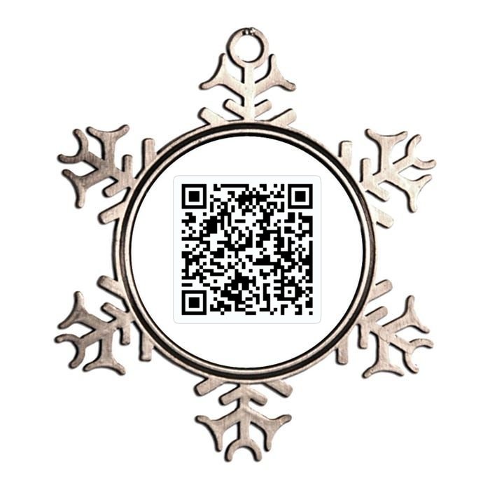 Funny 'Rick Roll QR' Code Scan Prank Meme Design Metallic Star Ornament