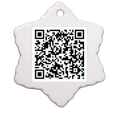 Funny 'Rick Roll QR' Code Scan Prank Meme Design Ceramic Star Ornament