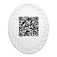 Funny 'Rick Roll QR' Code Scan Prank Meme Design Ceramic Oval Ornament