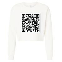 Funny 'Rick Roll QR' Code Scan Prank Meme Design Cropped Pullover Crew