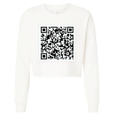 Funny 'Rick Roll QR' Code Scan Prank Meme Design Cropped Pullover Crew