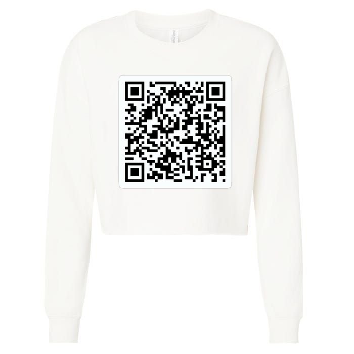 Funny 'Rick Roll QR' Code Scan Prank Meme Design Cropped Pullover Crew