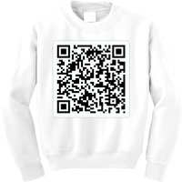 Funny 'Rick Roll QR' Code Scan Prank Meme Design Kids Sweatshirt