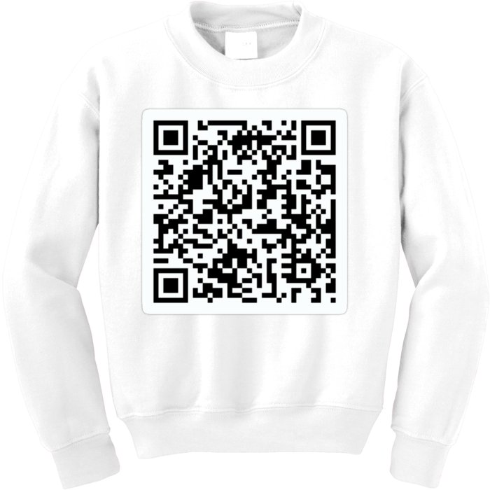 Funny 'Rick Roll QR' Code Scan Prank Meme Design Kids Sweatshirt