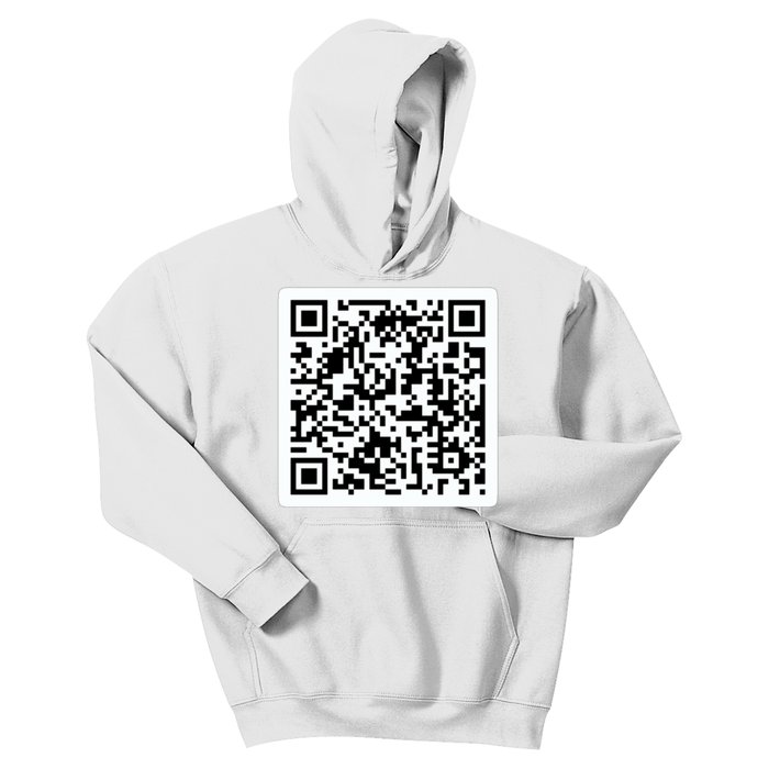 Funny 'Rick Roll QR' Code Scan Prank Meme Design Kids Hoodie