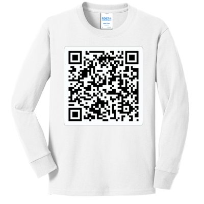 Funny 'Rick Roll QR' Code Scan Prank Meme Design Kids Long Sleeve Shirt