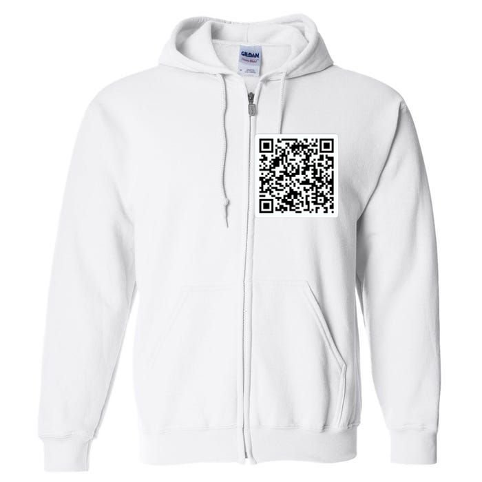 Funny 'Rick Roll QR' Code Scan Prank Meme Design Full Zip Hoodie