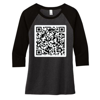 Funny 'Rick Roll QR' Code Scan Prank Meme Design Women's Tri-Blend 3/4-Sleeve Raglan Shirt