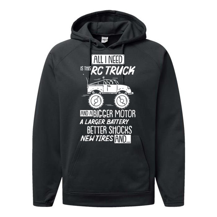 Funny Rc Racing Rc Truck Radio Controlled Rc Car Saying Funny Gift Performance Fleece Hoodie