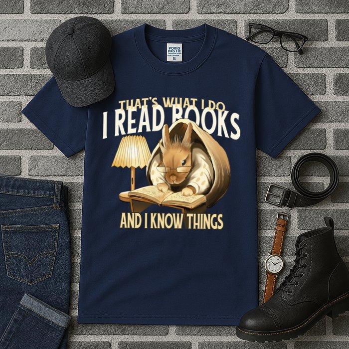 Funny Rabbit Reading Book That Is What I Do Tall T-Shirt