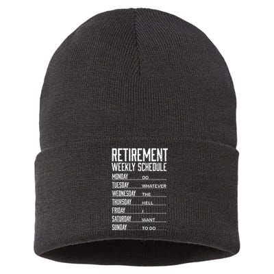 Funny Retired Retirement Schedule Gift Sustainable Knit Beanie