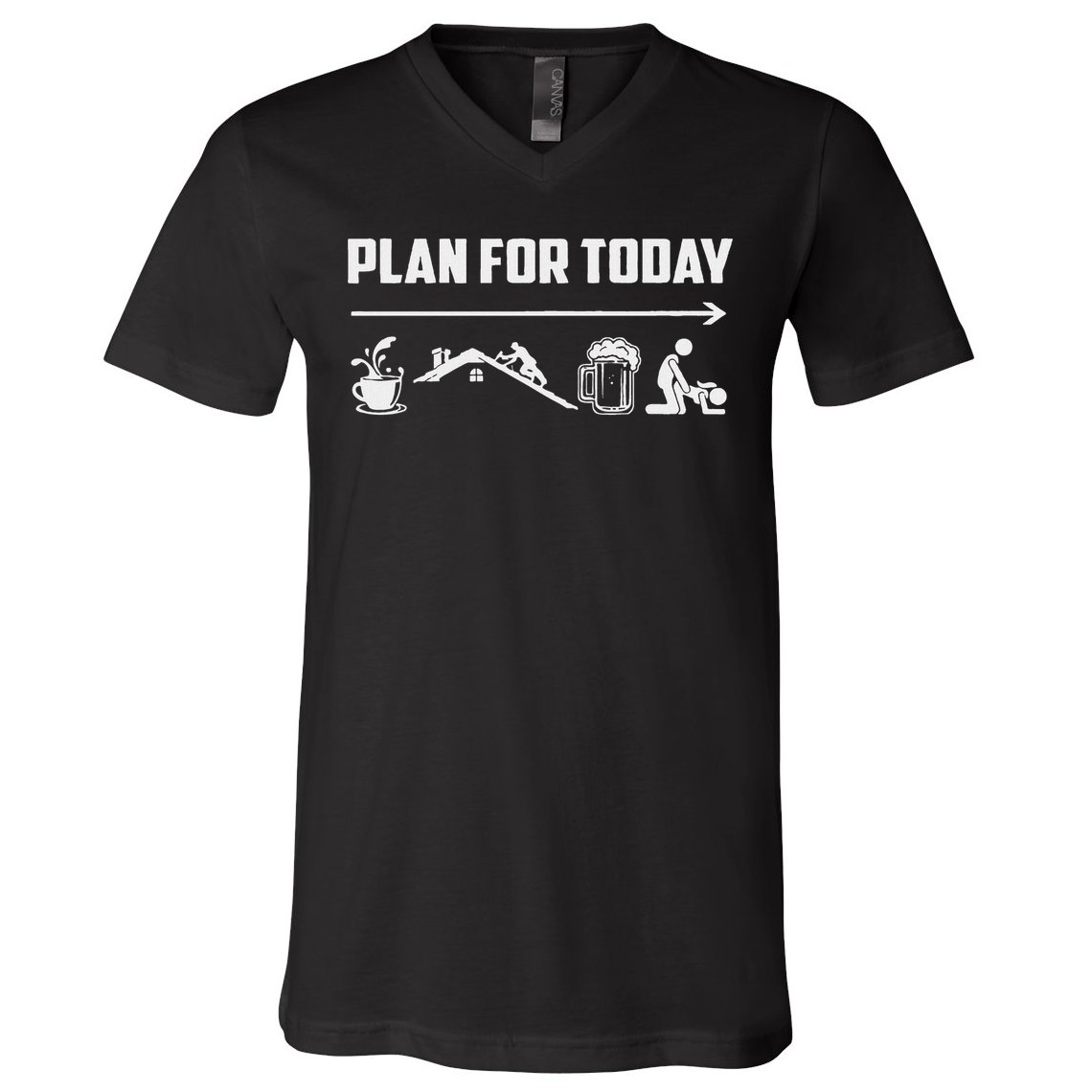Funny Roofing Roofer Plan For Today Coffee Roofing Beer V-Neck T-Shirt