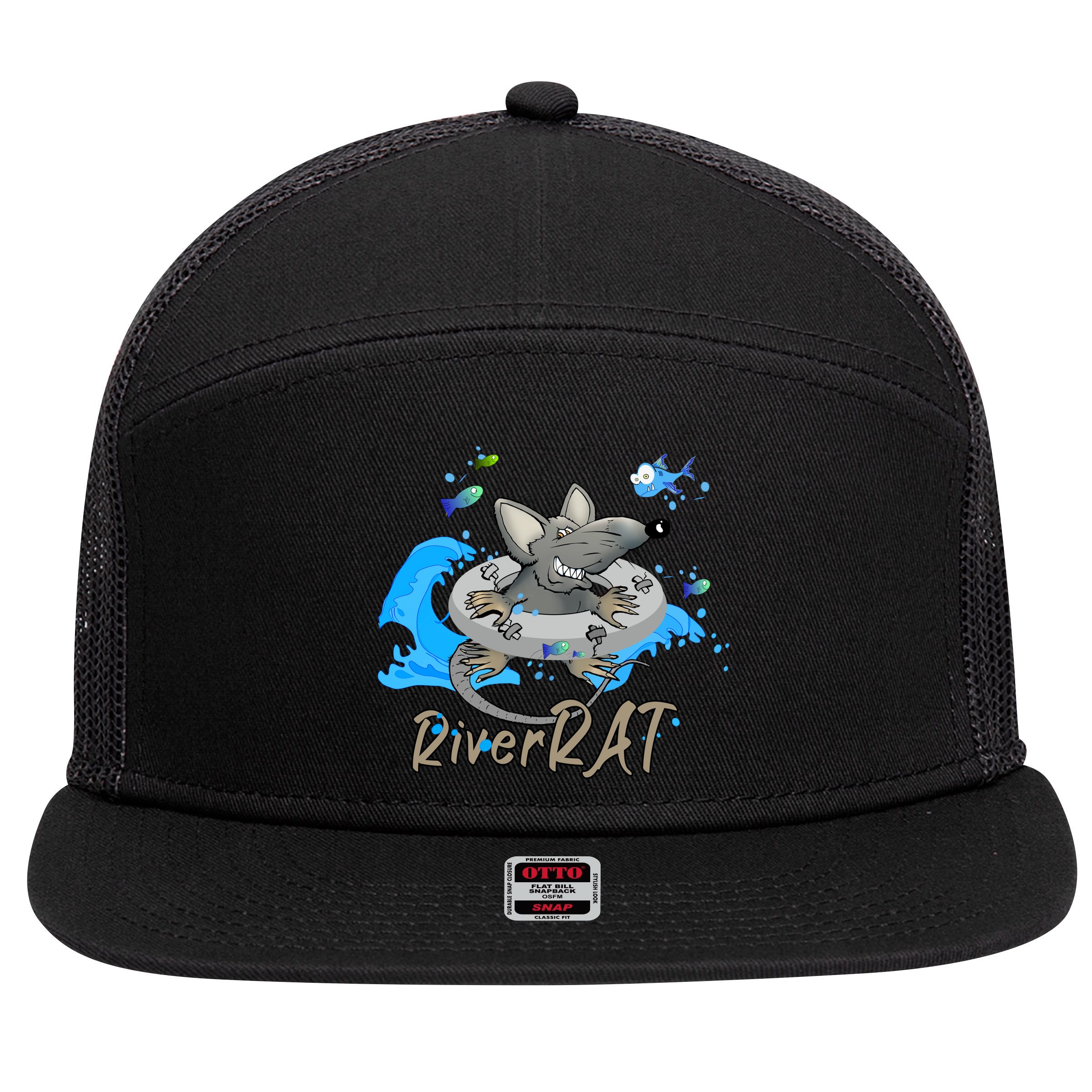 Funny River RAT Tubing Down The River 7 Panel Mesh Trucker Snapback Hat