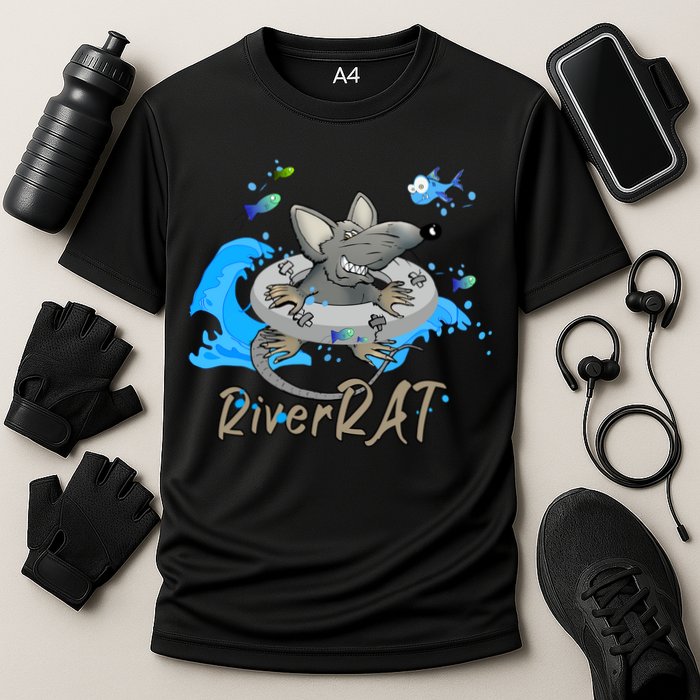 Funny River RAT Tubing Down The River Cooling Performance Crew T-Shirt