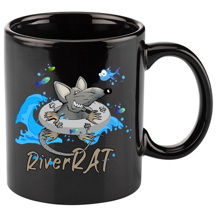 Funny River RAT Tubing Down The River 11oz C Handle Ceramic Mug