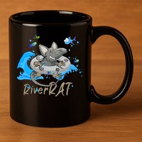 Funny River RAT Tubing Down The River 11oz C Handle Ceramic Mug