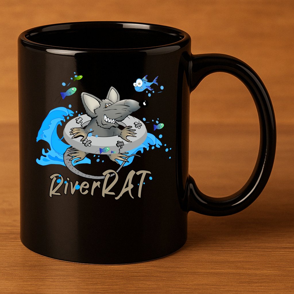 Funny River RAT Tubing Down The River 11oz C Handle Ceramic Mug