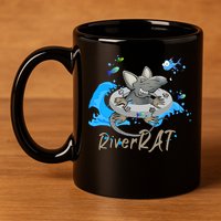 Funny River RAT Tubing Down The River 11oz C Handle Ceramic Mug