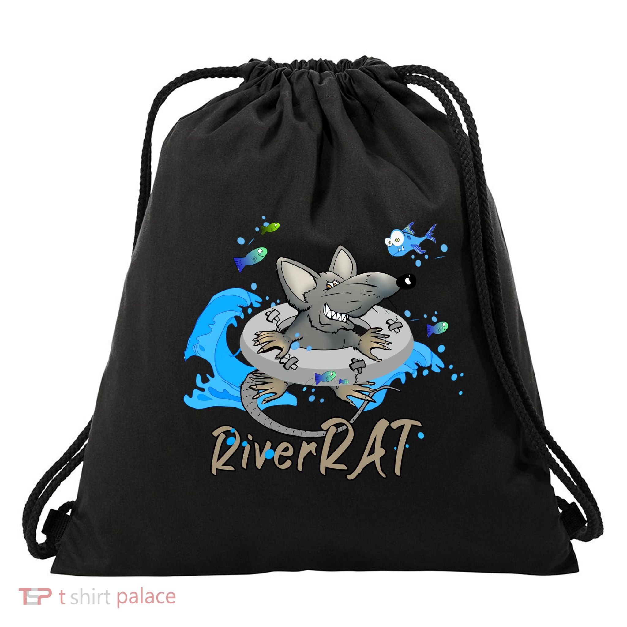 Funny River RAT Tubing Down The River Drawstring Bag