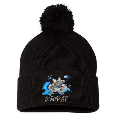 Funny River RAT Tubing Down The River Pom Pom 12in Knit Beanie