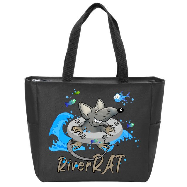 Funny River RAT Tubing Down The River Zip Tote Bag