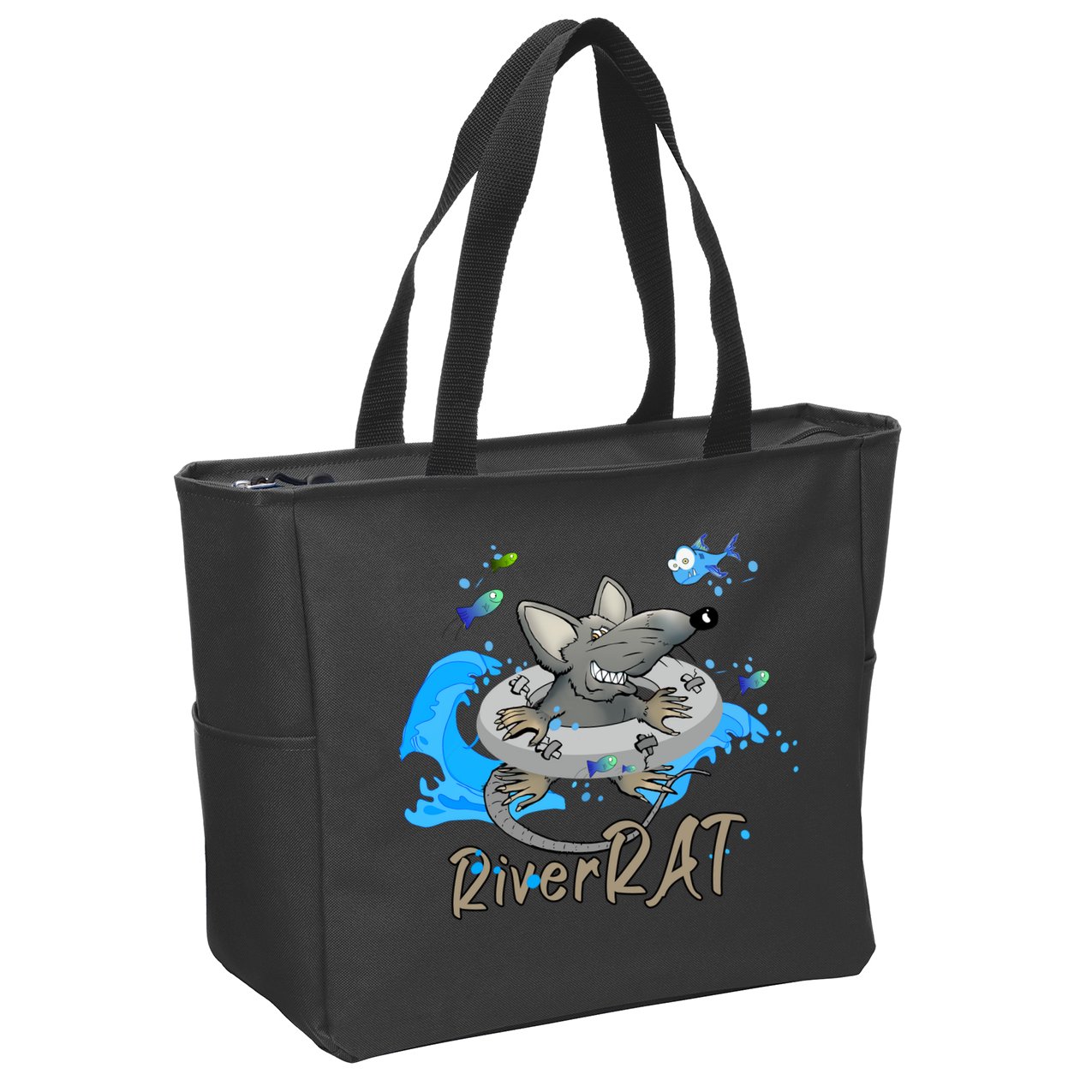 Funny River RAT Tubing Down The River Zip Tote Bag