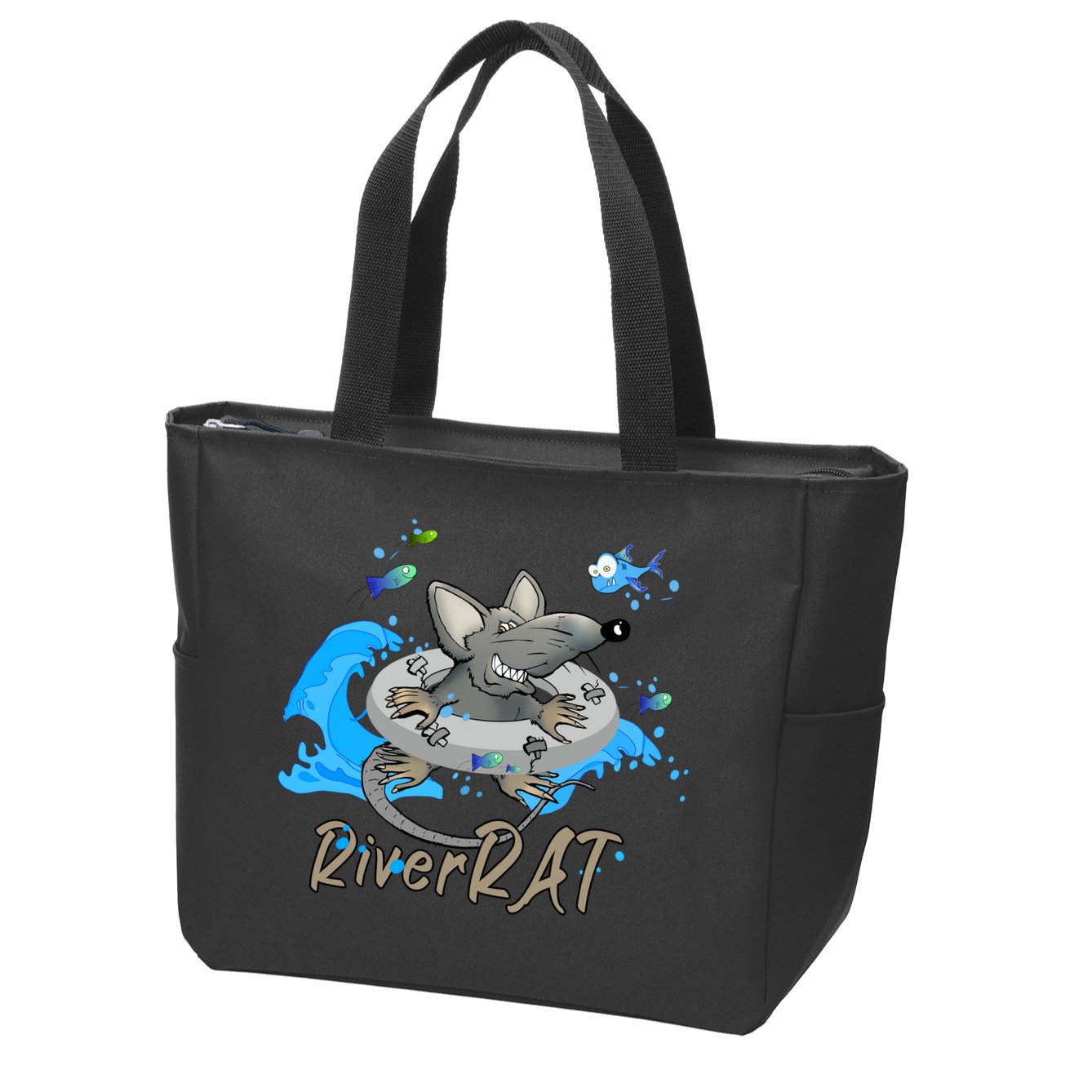 Funny River RAT Tubing Down The River Zip Tote Bag