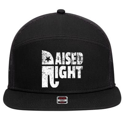 Funny Raised Right Elephant Vote Republican Party Red State 7 Panel Mesh Trucker Snapback Hat