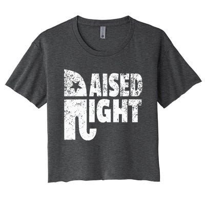 Funny Raised Right Elephant Vote Republican Party Red State Women's Crop Top Tee