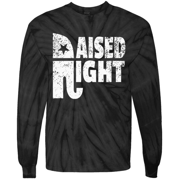 Funny Raised Right Elephant Vote Republican Party Red State Tie-Dye Long Sleeve Shirt