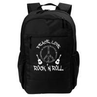 Funny RockN Roll Gift Peace Love And Rock And Roll Daily Commute Backpack