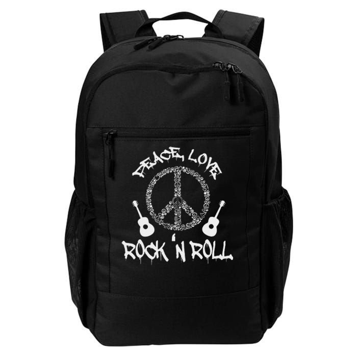 Funny RockN Roll Gift Peace Love And Rock And Roll Daily Commute Backpack