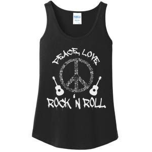 Funny RockN Roll Gift Peace Love And Rock And Roll Ladies Essential Tank